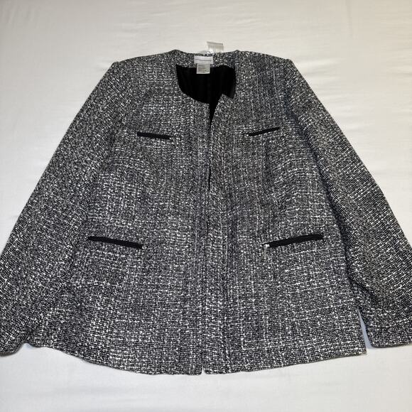 Soft Surrounding Jacket Blazer Tweed 2X Long Sleeve Black White Lagenlook NEW - Picture 1 of 14